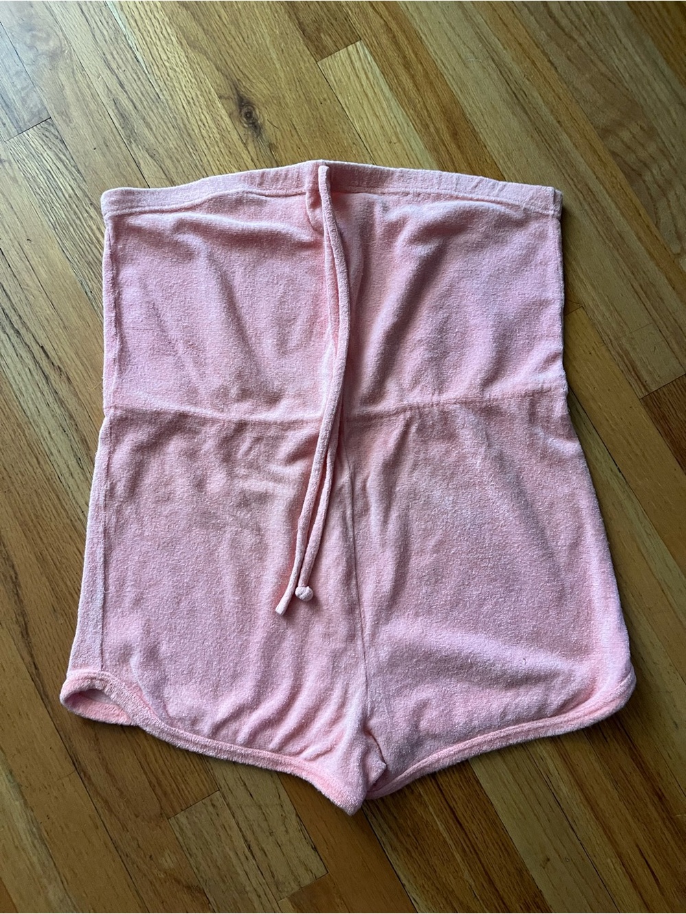 Vintage 60s/70s light pink Strapless Pink Terry Romper shorts